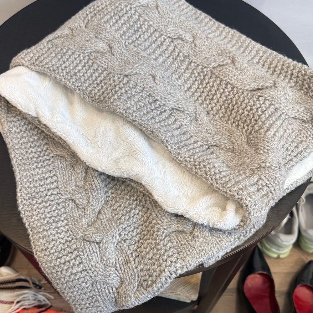 Superdry Gray and White Knit Scarf